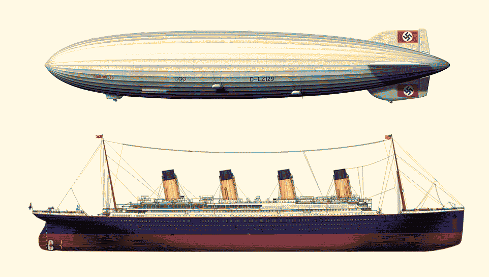comparison between titanic and hindenburg